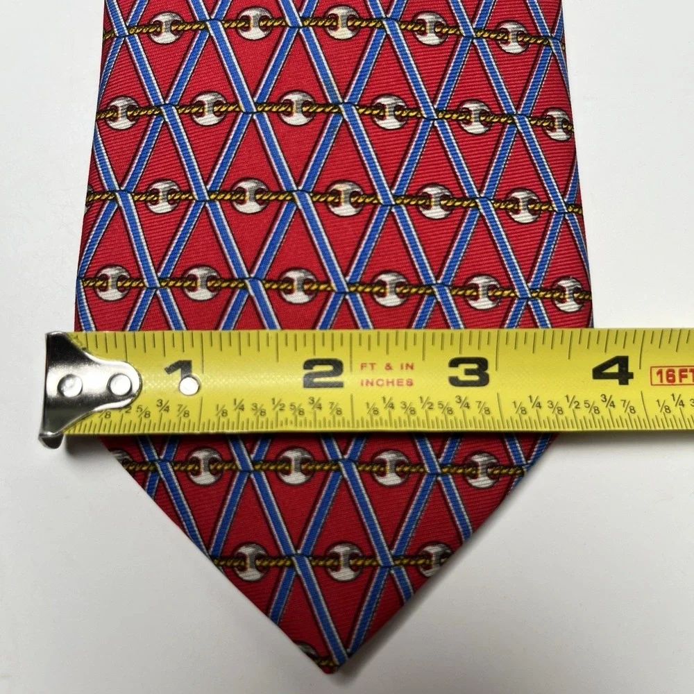 Brooks‎ Brothers Makers 100% Silk Red Geometric Print Tie Italy Classic 58